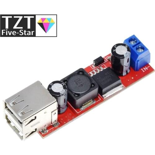 TZT DC 6V-40V To 5V 3A Double USB Charge DC-DC Step-down Converter Module For Vehicle Charger LM2596 Dual USB