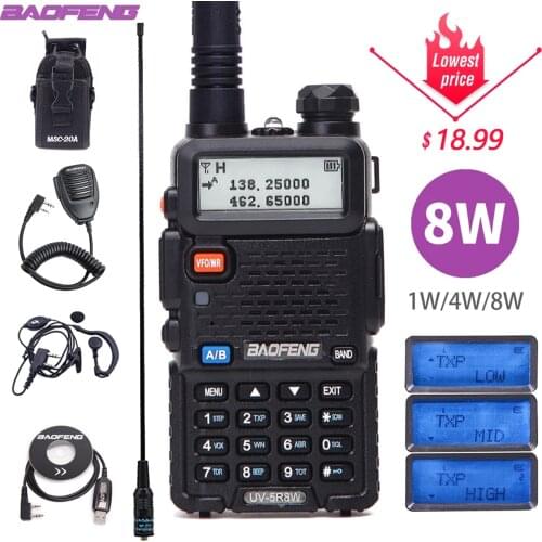BaoFeng UV-5R 8W/5W Walkie Talkie Radio Station Comunicador UV5R Ham Transceiver Dual-Band Intercom Handheld FM Transceiver