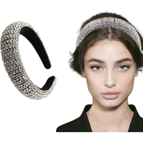 Baroque Headband Colorful Crystal For Women Handmade Rhinestone Hairband Padded Diamante Hair Bands Weding Hair Accessories New