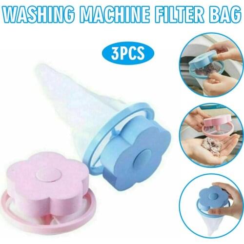 3pcs Washing Machine Mesh Filter Bag For Fur Lint Pet Hair Dirt Remover Floating Household Filter Bag Reusable