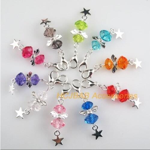 10 New Angel 14x34mm Charms Mixed Flat Acrylic Silver Plated Star Retro With Lobster Claw Clasps