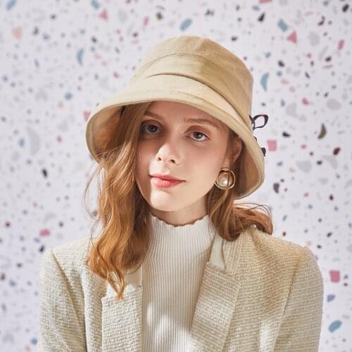 H782 Women Bucket Hat Girl Short Brim Sunshade Basin Fisherman Cap Autumn Spring Travel Simple Casual High Fashion Korean Hats