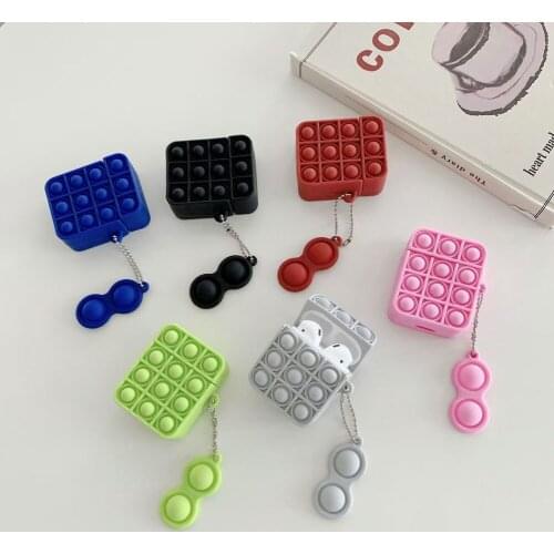 Silicone Push Bubble Sensory Fidget Toys Antistress Headphone Case for Airpods 1/2 Stress Relief Decompression Toy