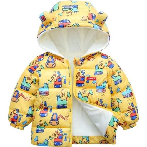 Size80-130 Kids Warm Clothes Fashion Print Little Child Zipper Outerwears Autumn Winter Boys Girls Jackets