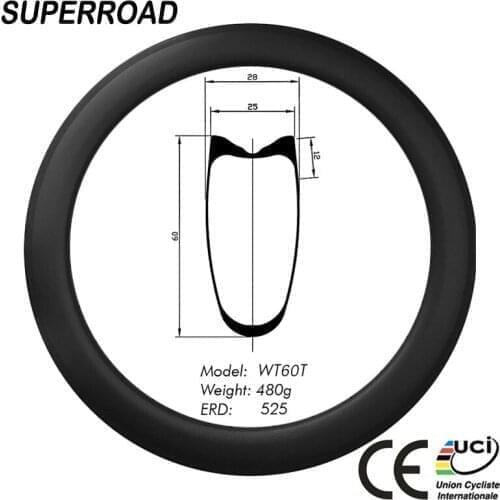 Special Price 700C 25mm Wide 60mm Deep Carbon Road Bike Tubular Rims