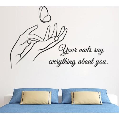 Nails Style Wall Sticker Removable Vinyl Manicure Art Wall Decal Nails Shop Wall Window Mural Beauty Salon Quote Decor AY1093