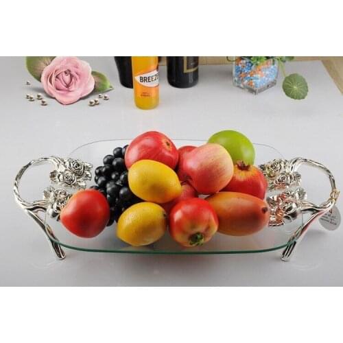 Toughened glass fruit plate bar restaurant tableware plate European creative modern living room crystal snack cake tray