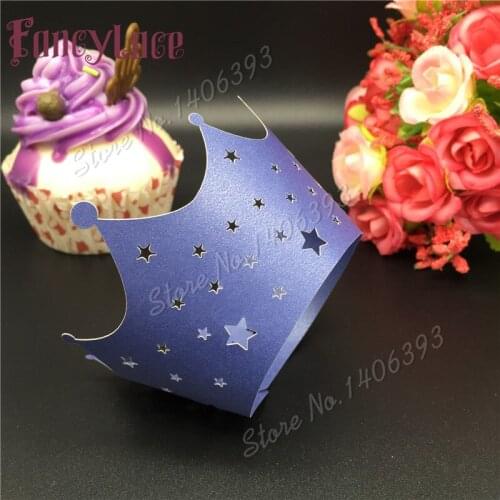 Top Fashion 24Pcs Hollow Decoration Wedding Crown Cupcake Wrappers Wraps Case Gold Card Baby Shower Kid Birthday Cake Decoration
