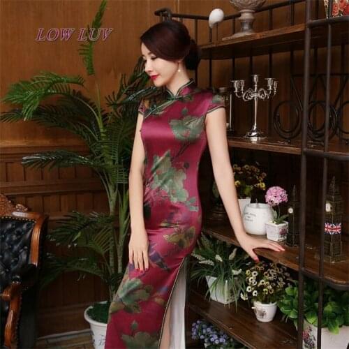 2017 Chinese traditional clothing fashion design long cheongsam long sleeve evening dress traditional cheongsam dress qipao