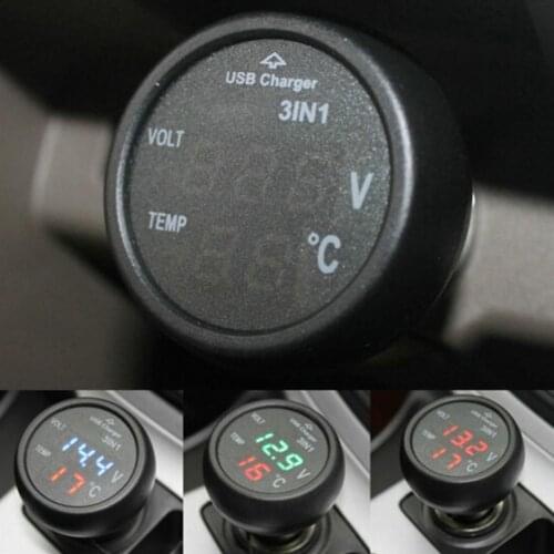 12V 24V Universal Car Charger Digital Battery Voltage Voltmeter Temperature Monitor Car Accessories
