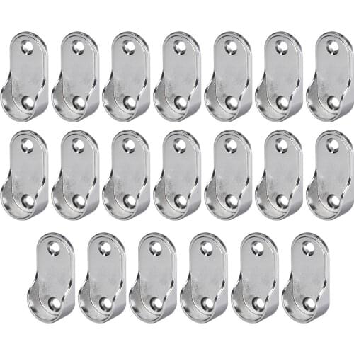 Uxcell Zinc Alloy Oval Closet Wardrobe Rod End Supports, Fit Rod Dia 25mm 20 PCS