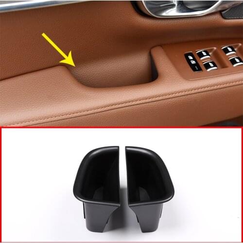 2Pcs for Volvo S90 V90 Door Handle Storage Box Container Holder Tray ABS Black Car Interior Accessories