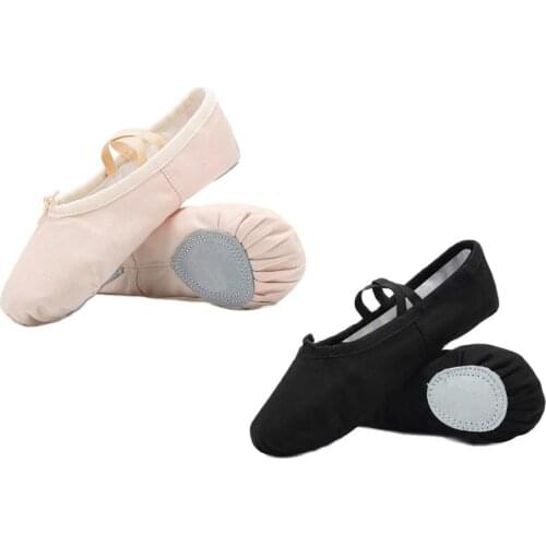 Women Ballet Dance Shoes Canvas Flat Gymnastic Ballet Dance Pointe Shoes for Girl Children Dance Ballet Slippers Shoes 3 Colors