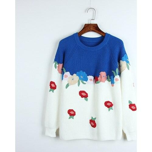 2020 Spring Sweater Free Shipping Fashion Womens Clothes Black Blue Kint Crew Neck Long Sleeve DL