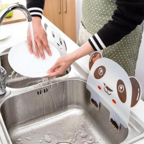 1Pc Panda Bear Pattern Strong Flexibility Sucker Water Splash Guard Baffle Wash Basin Sink Board Oil-Proof Kitchen Tool