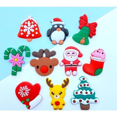 10/20pcs Cute Mini Christmas Series PVC Flexible Glue Flat Back DIY Scrapbook Embellishment Phone Craft Decoration K75