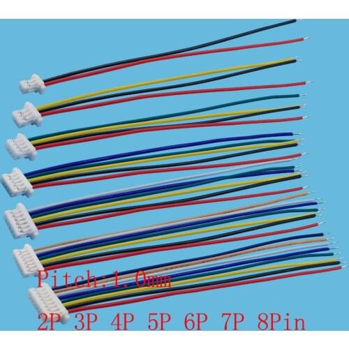 10Pcs JST SH 1.0mm Female Jack Plug Wire Cable Connector JST SH 1.0 Connector 28AWG Cable Length 10CM