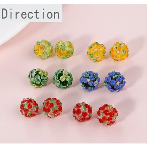 12mm color small flower cluster glass sphere loose beads diy handmade bracelet necklace beaded accessory material