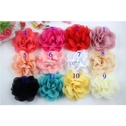20pcs/lot 8cm Width Chiffon Rose Flower With Pad for Hairband Hair Clip Bag Hat Craft DIY Project Decoration