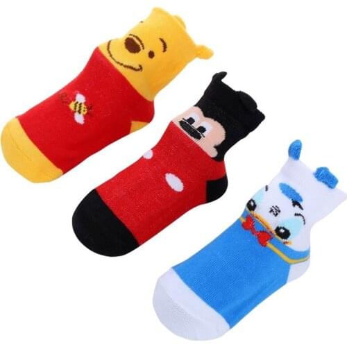 3 pairs/Disney Anime Mickey Mouse Winnie the Pooh Donald Duck Cartoon tube socks newborn socks casual Cute socks kids socks
