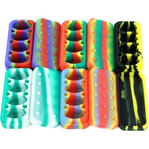 3PCS 75ml non stick 4in1 silicone jars dab wax container oil silicone container rectangle kitchen seasoning cream