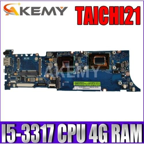Akem TAICHI21 With I5-3317CPU 4G RAM mainboard For Asus TAICHI21A Laptop motherboard MAIN BOARD 100%Tested Working free shipping
