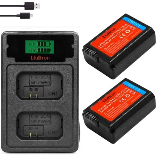 2000mAh NP-FW50 NP FW50 Camera Battery + LCD Charger For Sony A6000 NEX-7 NEX 5N F3 NEX-3D NEX-3DW NEX-3K NEX-5C Alpha 7R II