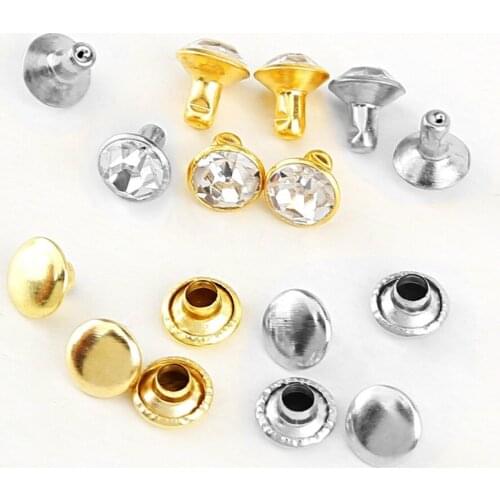 Free Shipping 1000pcs/golden Rivet with rhinestone diamond 7mm