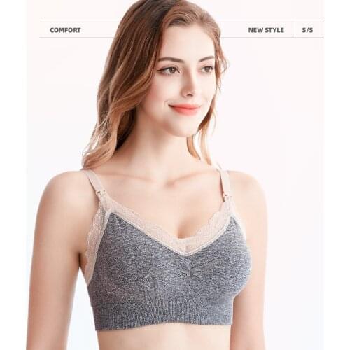 Seamless Lace Bra Nursing Non-Steel Ring Large Size Sports Pregnant Women Bra Underwear