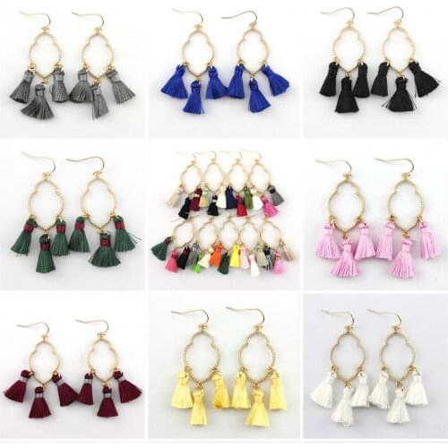 Bohemia Triple Tassels Dangle Drop Statement Earrings for Women Spring Fashion Accessories