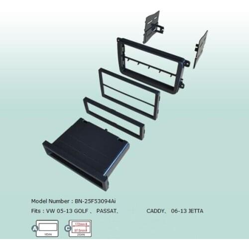 Car Fascias 2 Din Audio Panel Frame Dash Kit For Golf Passat Caddy 2005 ~2013 Je-tta 2006 2007 2008 2009 2010 2011 2012 2013