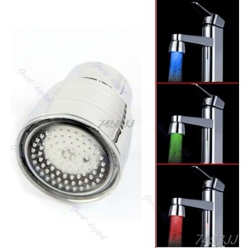 Temperature Sensor 3 Color Kitchen Water Tap Faucet RGB Glow Shower LED Light G03 Drop ship