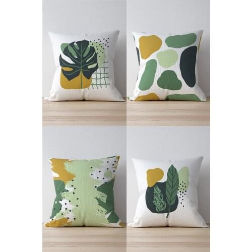 Double Side Printed Squarehead Leaf Decorated 4'Lü Suede Pillow Decorate Case Good Quality Stylish Home Garden Room Kitchen Gift Convenient Decorative Modern