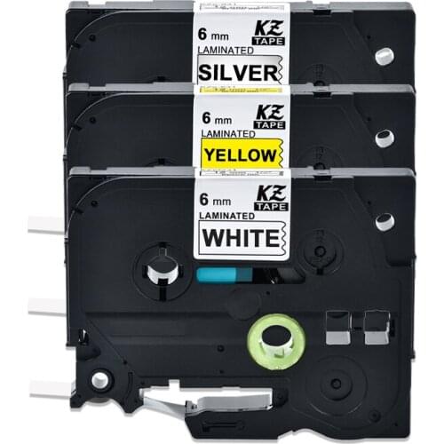 Label World TZe-211/611/911 6mm label tape mixed color ribbon Compatible brother P-touch TZ Tze label tape LAMINATED TAPES 3PACK