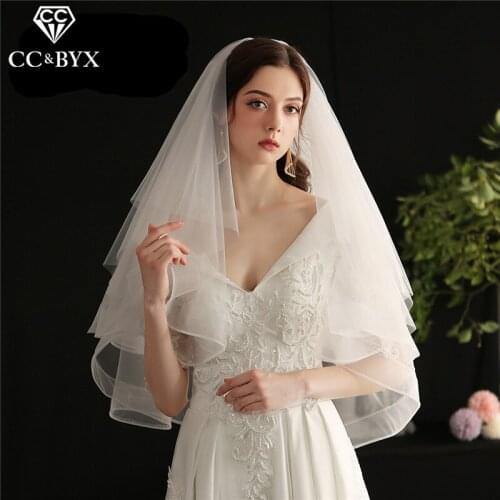 CC Hair Veil With Comb 100% Handmade Wedding Accessories for Bridal Women Multi Layer Headdress White Lvory Color Yarn DIY V653