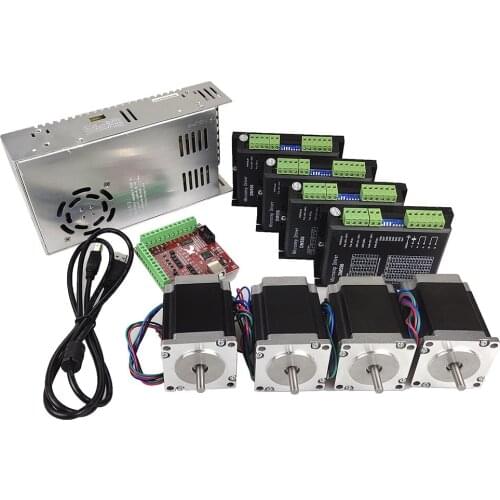 MACH3 4 axis 100K USB CNC kit engraving machine motion controller DM556 stepper motor driver NEMA23 stepper motor