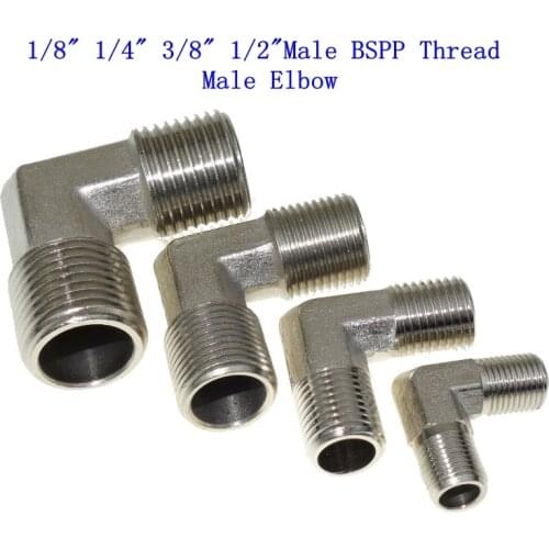 Brass Nickel Plated Pipe Fitting Male Elbow 1/4" Male BSPP 1/8" 1/4" 3/8" 1/2"
