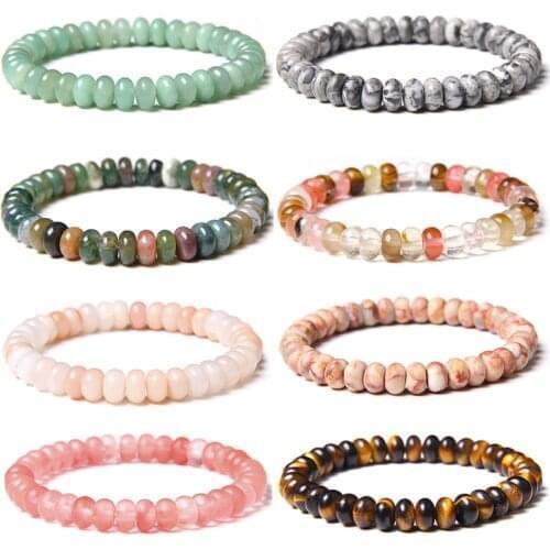 Fashion Beaded Bracelet Natural Wheel Watermelon Tiger Eye Stone Beads Bracelet for Women Men Yoga Energy Jewelry Dropshipping