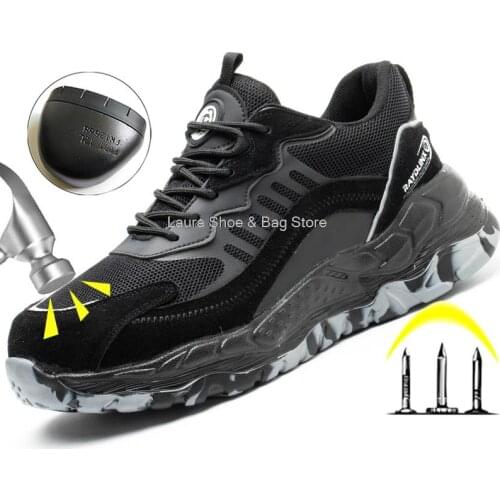 High Quality Men Safety Shoes 2021 New Steel Toe Cap Rubber Work Shoes Constructive Puncture Proof Work Safety Boots Male Shoes