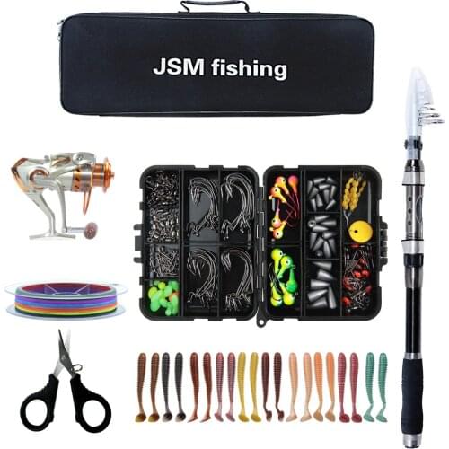 Fishing Rod Combo Kit Spinning Telescopic Fishing Rod Reel Set with fishing Line soft Lures fishing tackle Bag