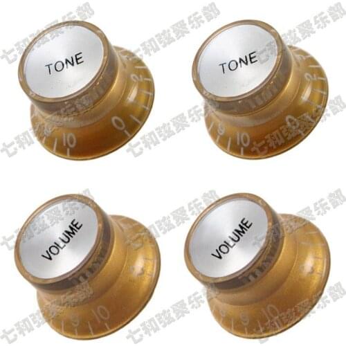 A set of 4 Pcs Gold Speed Control Knobs for Electric Guitar (2 Volume & 2 Tone) LPN-GD-2T2V