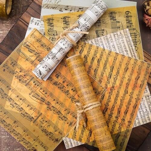 New Arriving 8Pcs/lot Vintage Music Page Vellum Paper Stickers For Scrapbooking DIY Card Making Handmade Crafts