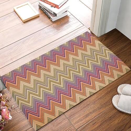Ethnic Style Stripes Abstract Design Floor Mats for Living Rooms Anti-slip Carpets Kitchen Bathroom Rugs Entrance Doormat