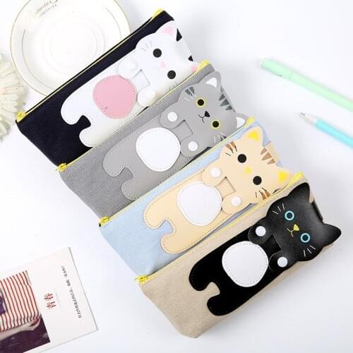 Pencil Case Large Capacity Pu Pencil Box Creative Animals Pencil Bag for School Stationary Supplies Kids Gift Pencil Bag School