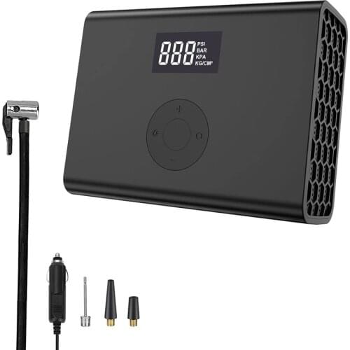 Portable Air Compressor for Car Tires,DC 12V 100W Tire Inflator with LED Flashlight,Air Pump with HD LCD Screen for Bike