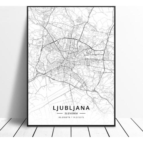 Ljubljana Maribor Slovenia Canvas Art Map Poster