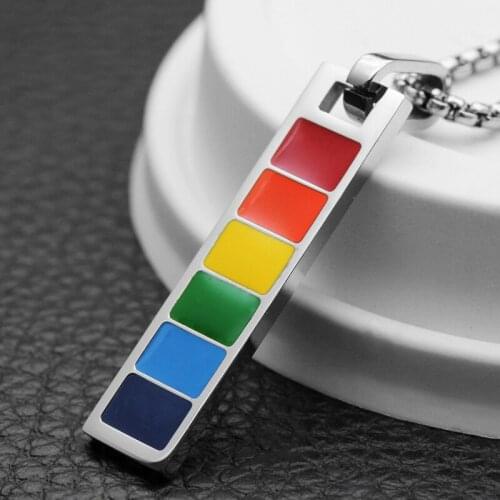 Rainbow Necklace men gay pendant stainless steel Couple necklace for men pendant chain necklace jewelry on the neck wholesale