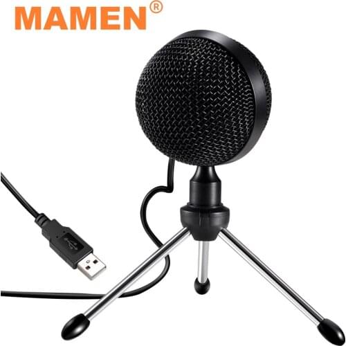 MAMEN Spherical USB Microphone Desktop Microfone With 2m Pickup Range Omnidirectional Condenser MIC For Computer Laptop Meeting
