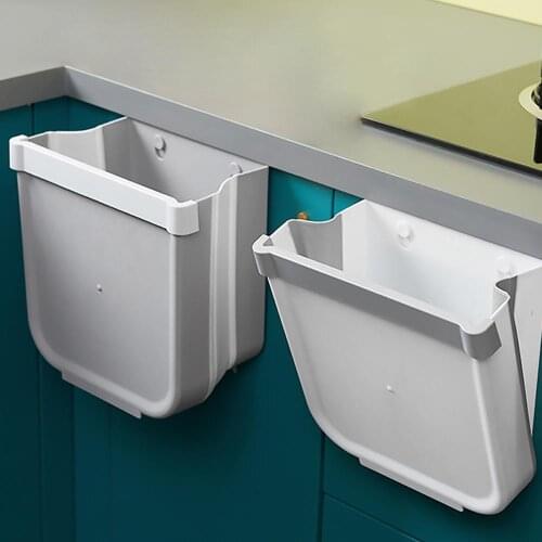 Folding Trash Can Hanging Trash Can Free Punch Garbage Bin for Kitchen Cabinet Door Drawer Bedroom Waste Storage Case
