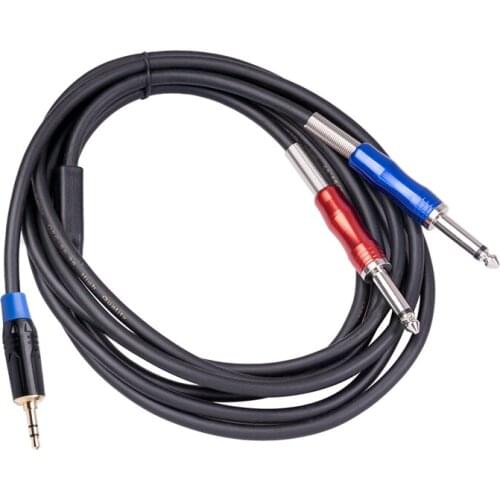 Top 3.5mm to Dual 6.35mm Mono Y-Cable Splitter Cable Compatible 3.5 Jack Splitter Audio Cord for Mixer Amplifier Speaker